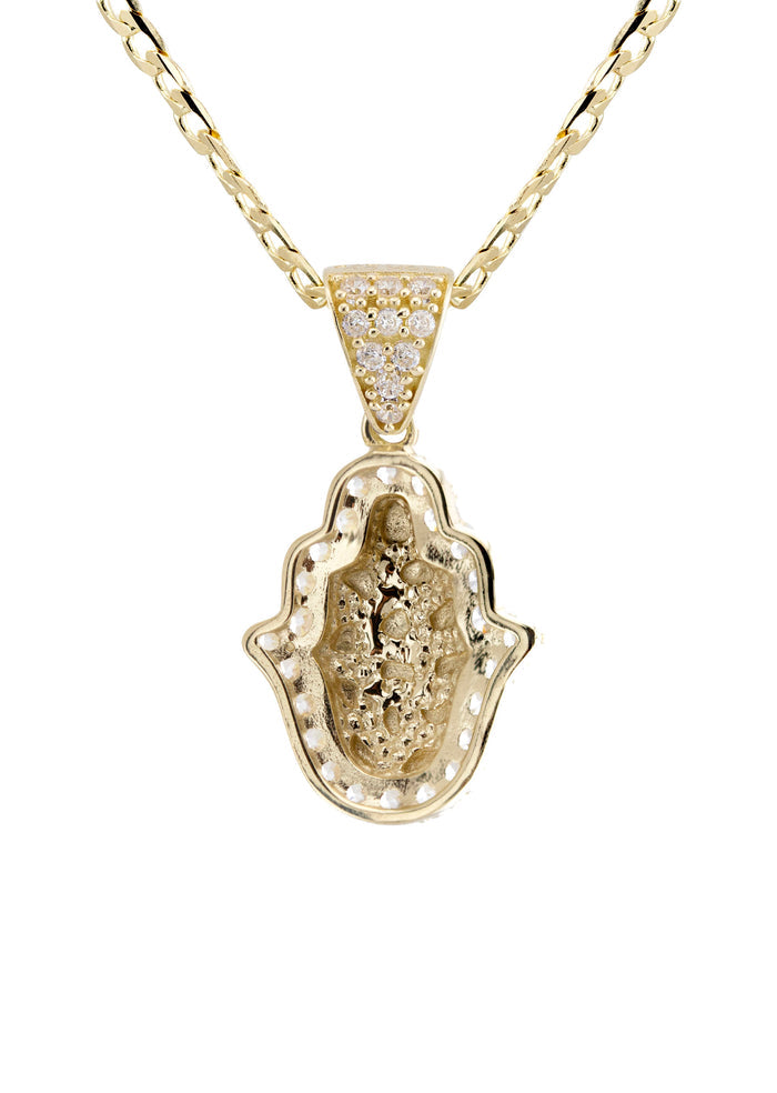 10K Yellow Gold Hamsa Hand Nugget Necklace | Appx. 1.4 - 5.4 Grams
