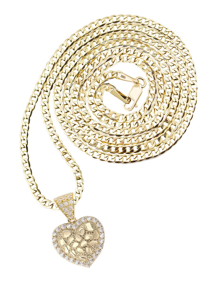 10K Yellow Gold Heart Nugget Necklace | Appx. 1.3 - 5.3 Grams