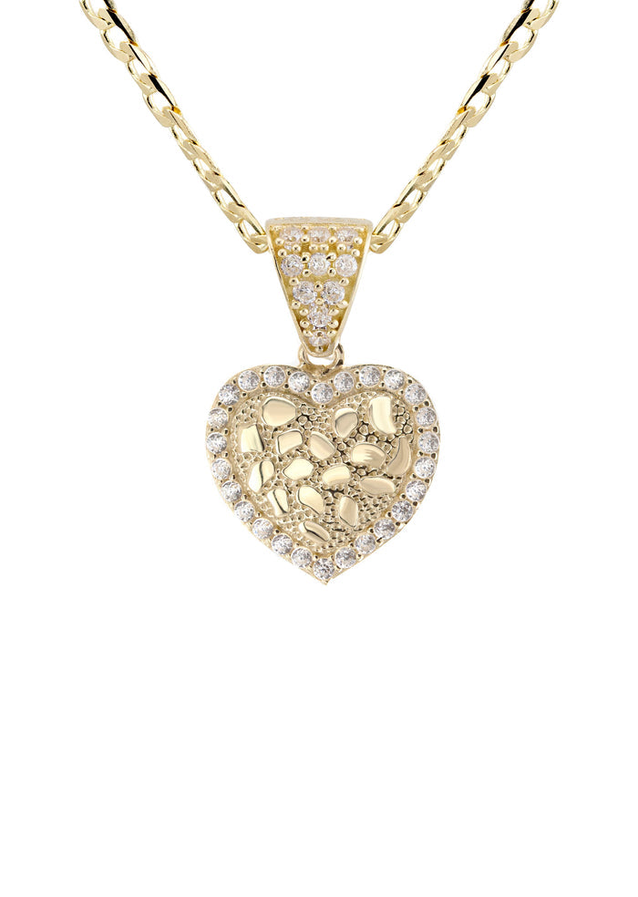 10K Yellow Gold Heart Nugget Necklace | Appx. 1.3 - 5.3 Grams
