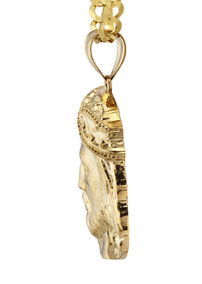 10K Yellow Gold Jesus Head Necklace | Small 4 Grams - Large 20 Grams