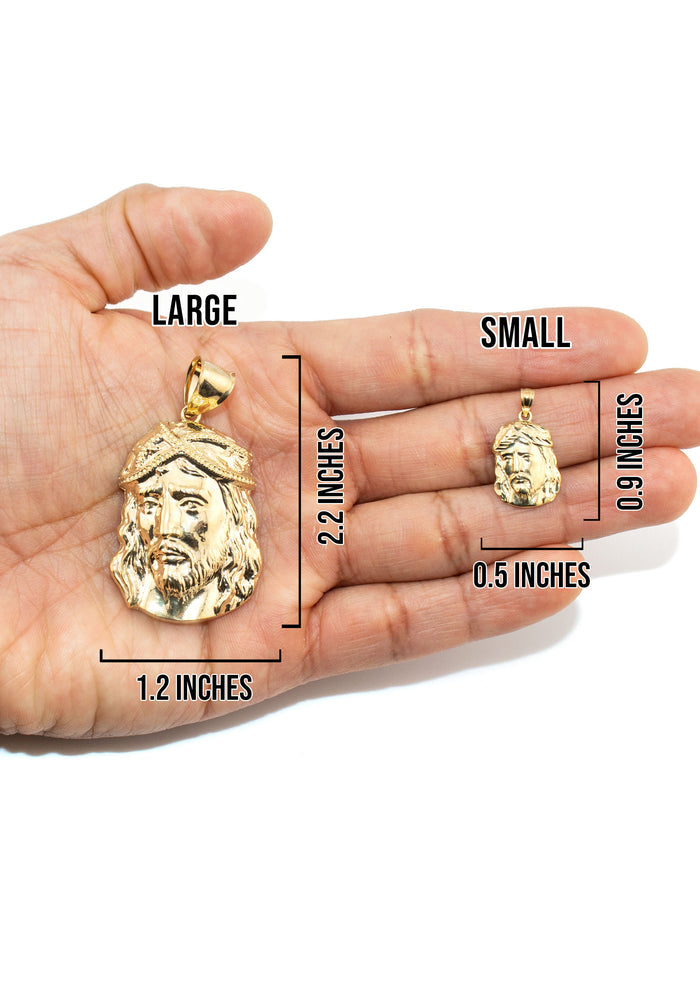 10K Yellow Gold Jesus Head Necklace | Small 4 Grams - Large 20 Grams