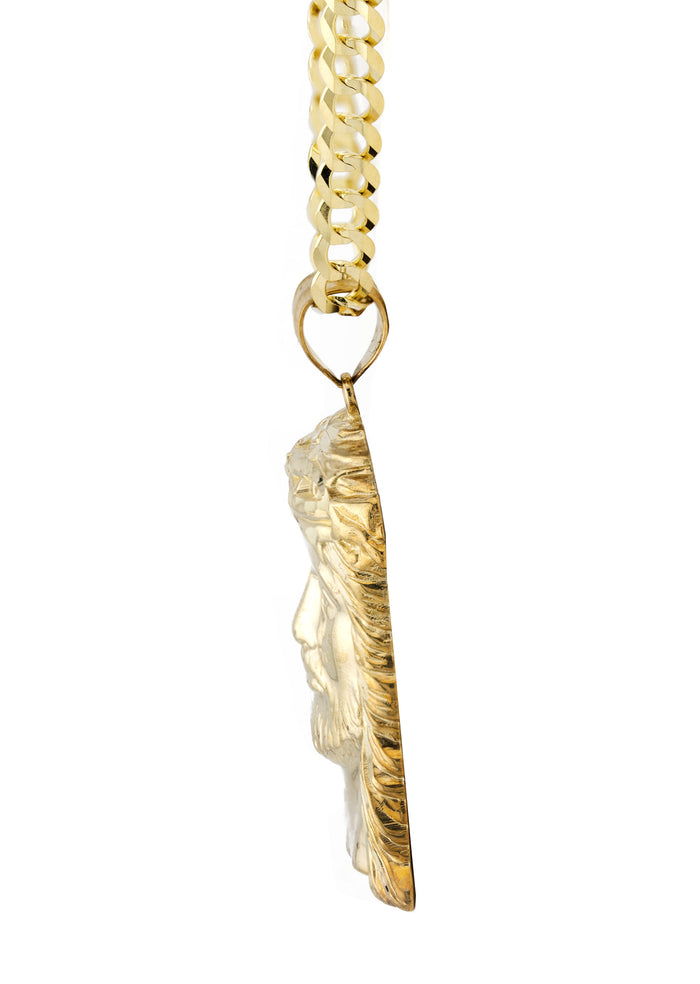 10K Yellow Gold Jesus Head Necklace | Small 5 Grams - Large 17 Grams