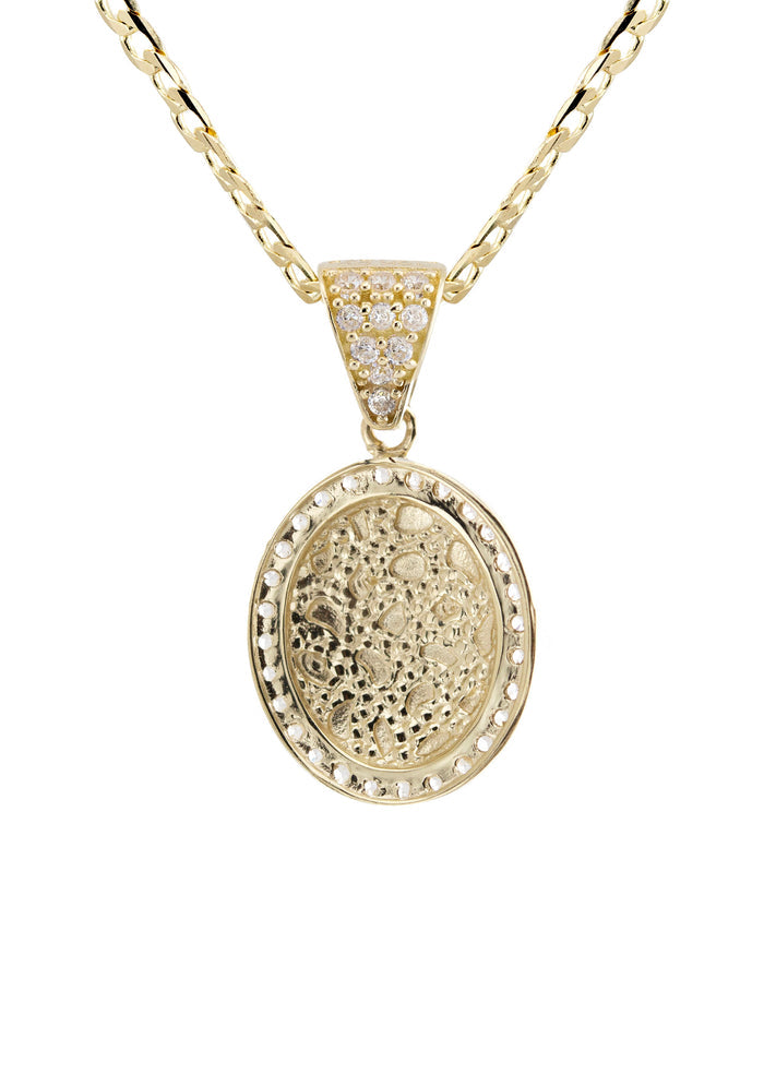 10K Yellow Gold Oval Nugget Necklace | Appx. 1.5 - 5.5 Grams