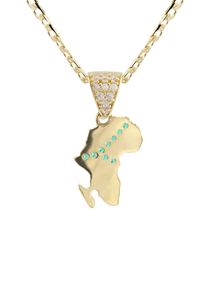 10K Yellow Gold South Africa Flag Necklace | Appx. 1 - 5 Grams
