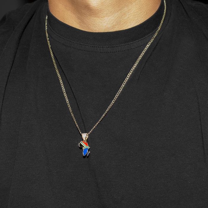 10K Yellow Gold South Africa Flag Necklace | Appx. 1 - 5 Grams