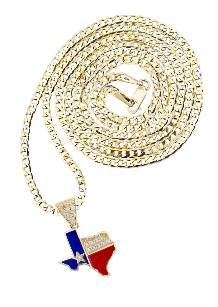 10K Yellow Gold Texas Flag Necklace | Appx. 1.3 - 5.3 Grams