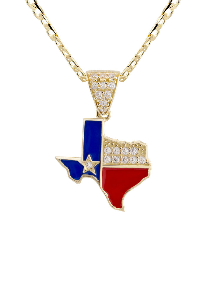 10K Yellow Gold Texas Flag Necklace | Appx. 1.3 - 5.3 Grams