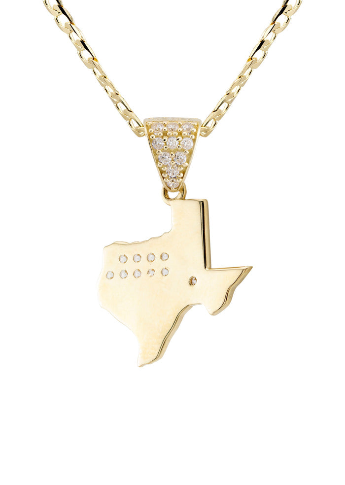 10K Yellow Gold Texas Flag Necklace | Appx. 1.3 - 5.3 Grams