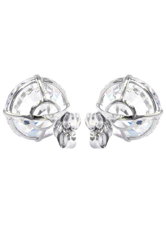 14K White Gold Push Back Round Stud Earrings