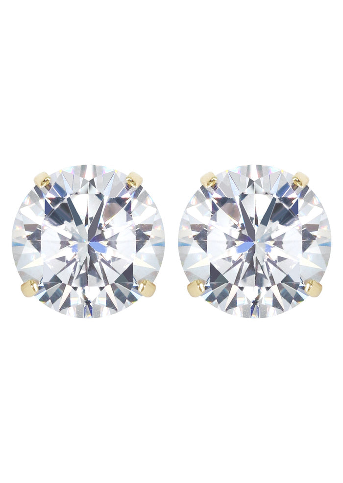 14K Yellow Gold Push Backing Round Stud Earrings