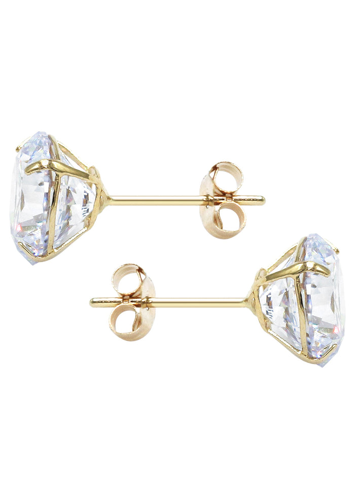14K Yellow Gold Push Backing Round Stud Earrings