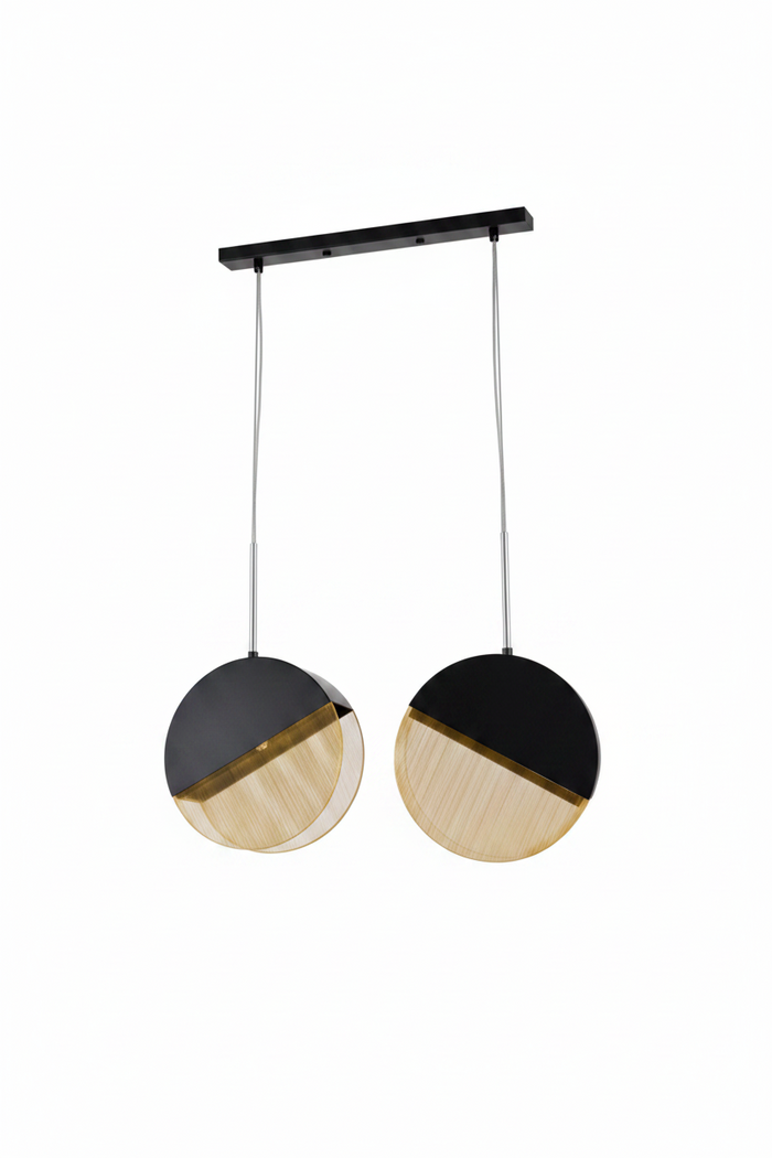 2-Light Black & Gold Pendant Dining Lamp | Luxury Modern Ceiling Light for Dining Room – 6060/2