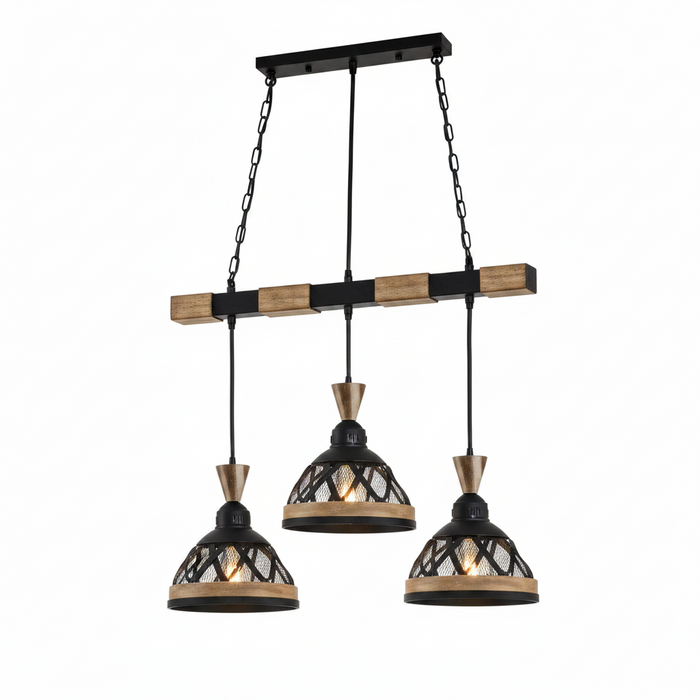 3-Light Black Dining Pendant Lamp DL6207/3 – Sleek Black Multi-Light Dining Light for Dining Rooms & Kitchens | Contemporary Transitional Black Dining Pendant