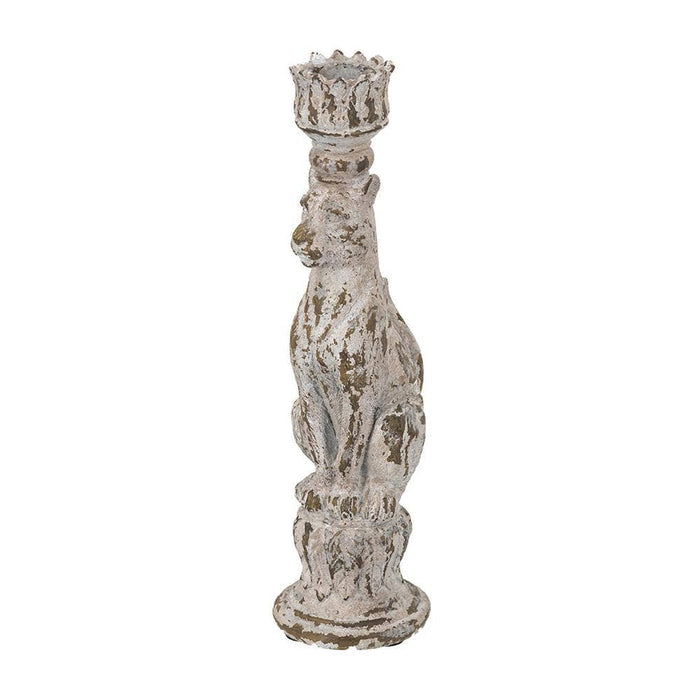 3.5x2.5x10" Leopard Taper Candle Holder - White