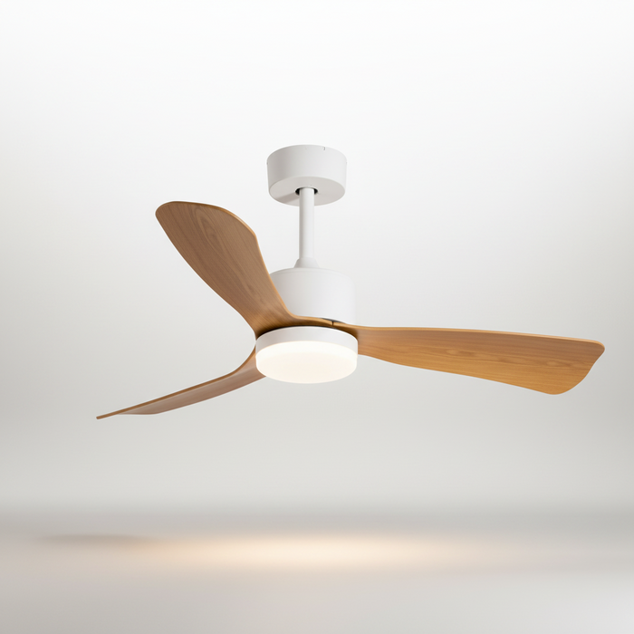 42-Inch Wood Ceiling Fan with Light FL2302 – Natural Wood Blade Whisper-Quiet Fan Light for Bedrooms & Living Rooms | Compact Organic Fan Light
