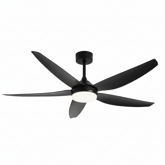 52-Inch Black Ceiling Fan with Light FL2303 – Matte Black Large Room Fan Light for Bedrooms, Living Rooms & Commercial Spaces | Whisper-Quiet Black Fan Light