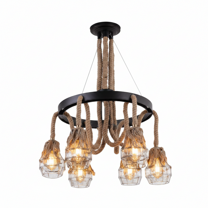 6-Light Dining Pendant Lamp 5008 FD-6318/6 – Warm Even-Light Dining Chandelier for Dining Rooms, Kitchens & Formal Entertaining | Elegant Multi-Light Ceiling Dining Lamp
