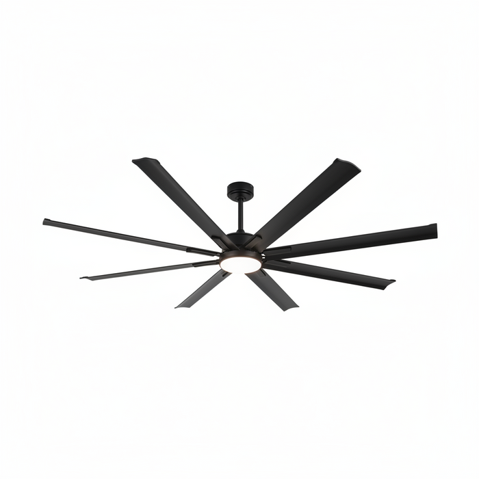 72-Inch Black Ceiling Fan with Light FL2304 – Extra-Large Room Ceiling Fan Light for Open-Plan Spaces, Commercial & Hospitality | Whisper-Quiet Black Fan Light