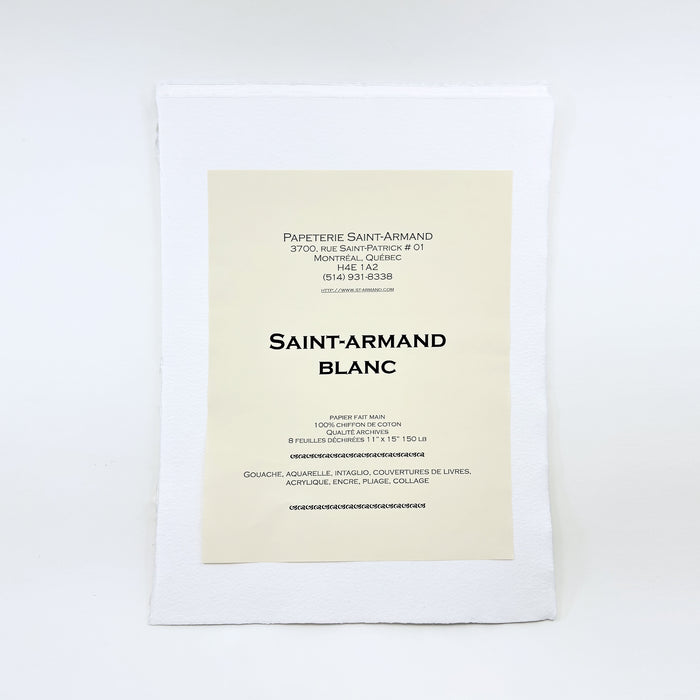 8 ARTISANAL 100% COTTON RAG PAPER 11x15", WHITE — by Papeterie Saint-Armand