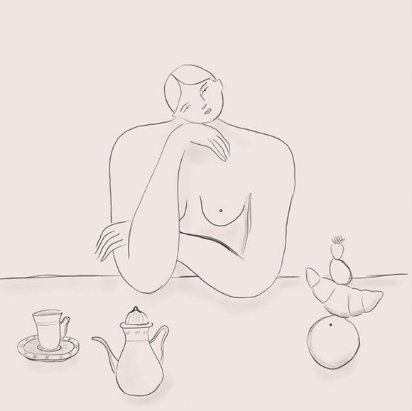 A BREAKFAST TOTEM, 20" X 20" — by Isabelle Feliu