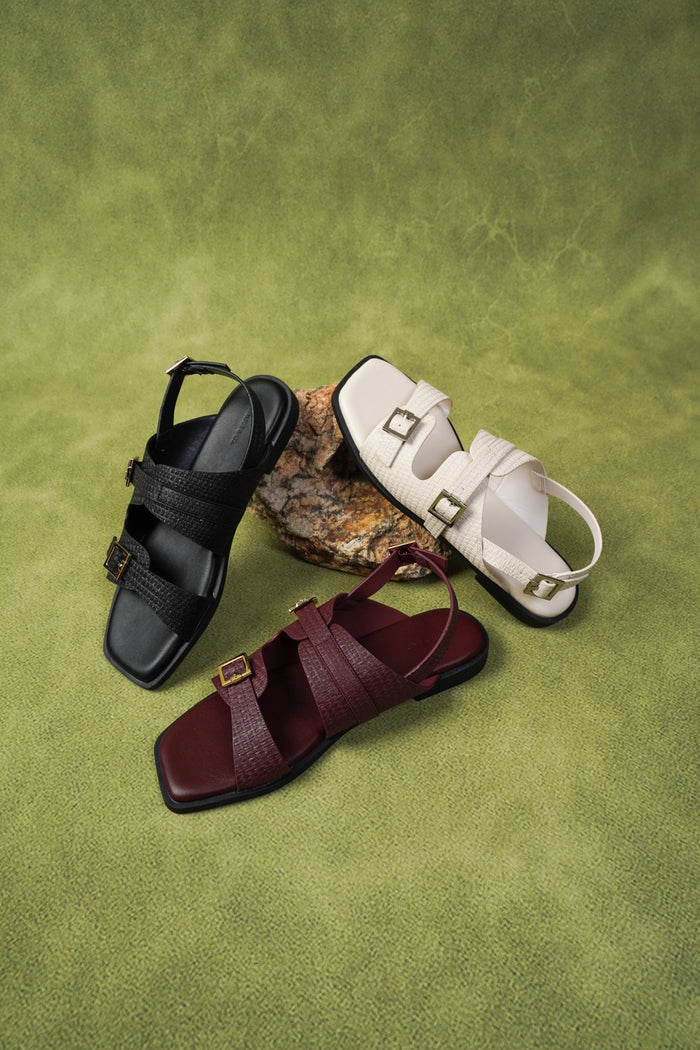 Amari Buckle Sandals (Off White)