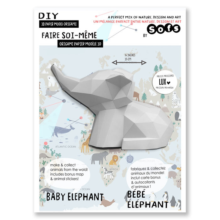 BABY ELEPHANT PAPER MODEL (pre-cut, pre-marked) — by SOFS design
