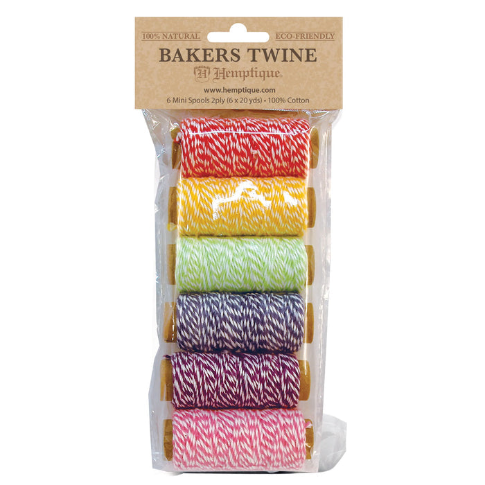 BAKERS’S TWINE, 2 PLYS, 1 MM - 6 Mini Spool Bag Set (MULTIPLE COLORS)