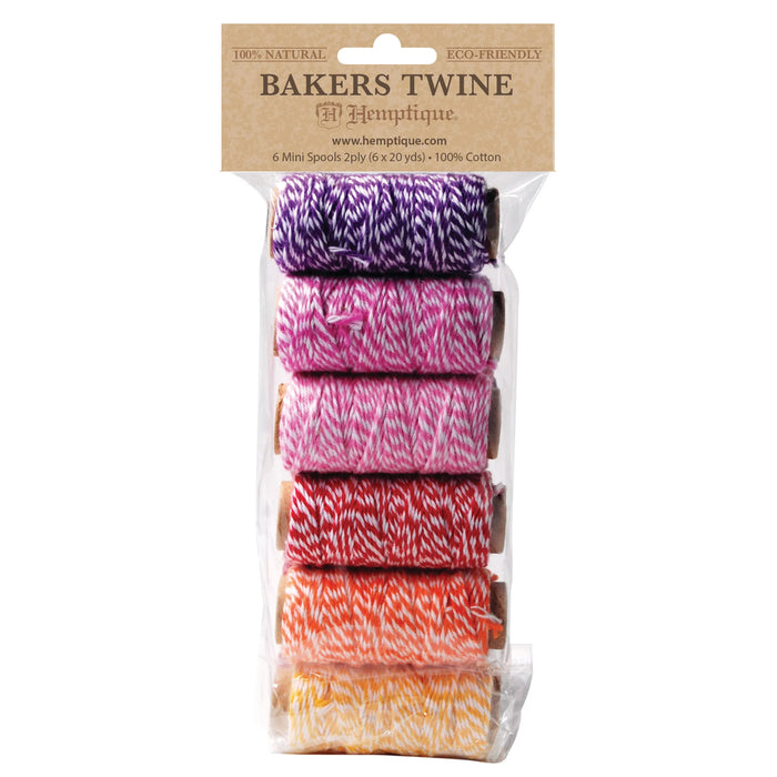 BAKERS’S TWINE, 2 PLYS, 1 MM - 6 Mini Spool Bag Set (MULTIPLE COLORS)