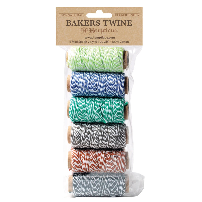BAKERS’S TWINE, 2 PLYS, 1 MM - 6 Mini Spool Bag Set (MULTIPLE COLORS)