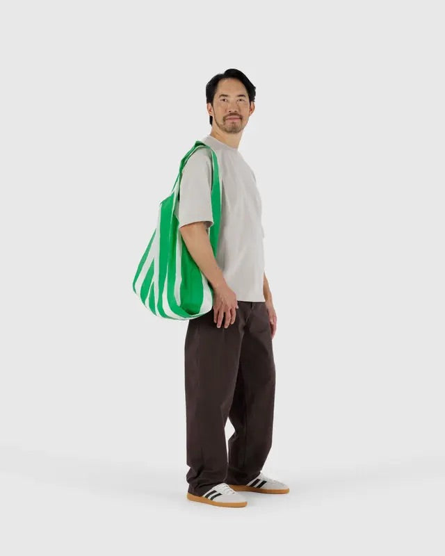 BIG REUSABLE BAG (GREEN PAINTED STRIPE) — by Baggu