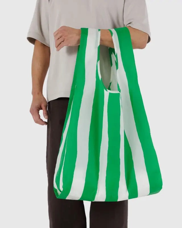 BIG REUSABLE BAG (GREEN PAINTED STRIPE) — by Baggu