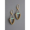 BKNE21 Jade and gold hematite wire wrapped earrings
