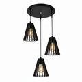 Black 3-Light Dining Pendant Lamp D6302/3 – Triple Pendant Ceiling Light for Dining Rooms & Kitchen Islands | Modern Black Cluster Pendant