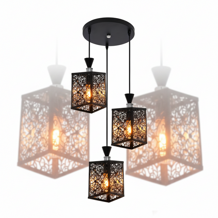 Black 3-Light Dining Pendant Lamp DL6162/3 – Sleek Black Multi-Light Dining Light for Dining Rooms | Contemporary Transitional Black 3-Arm Dining Table Pendant