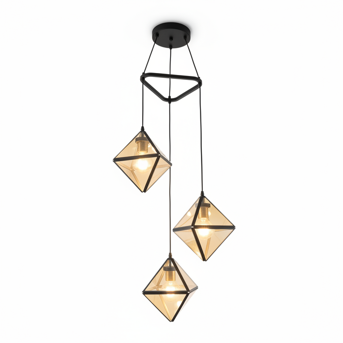 Black 3-Light Dining Pendant Lamp DL6164/3 – Reliable Everyday Black Multi-Light Dining Light for Dining Rooms | Practical Contemporary Transitional Black 3-Arm Dining Table Pendant