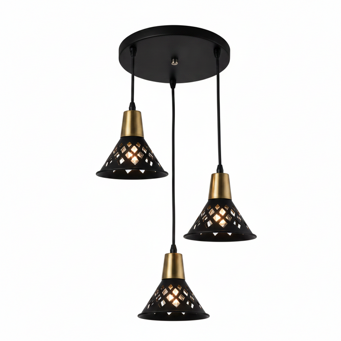 Black 3-Light Pendant Dining Lamp | Modern Ceiling Light for Dining Room – D6102/3