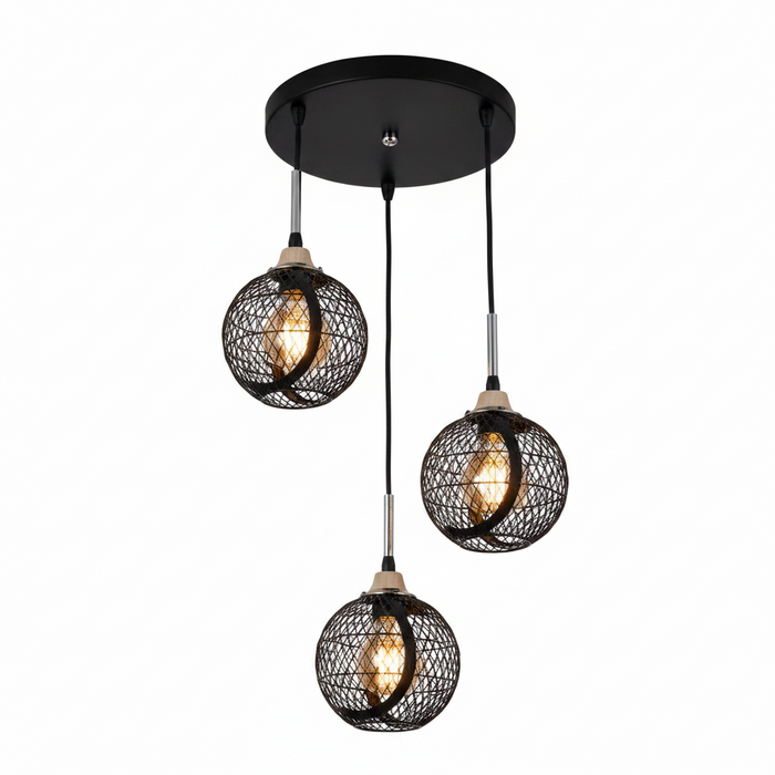 Black 3-Light Pendant Dining Lamp | Modern Ceiling Light for Dining Room & Kitchen – D6104/3