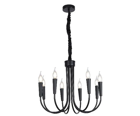 Black 8-Light Chandelier | Modern Statement Ceiling Light for Dining Room & Living Room – DL6114/8