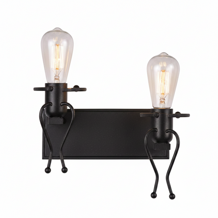 Black Double Wall Lamp DL6167/2 – Dual-Arm Black Wall Light for Accent & Task Lighting | Elegant 2-Arm Black Wall Lamp for Bedrooms, Living Rooms & Hallways