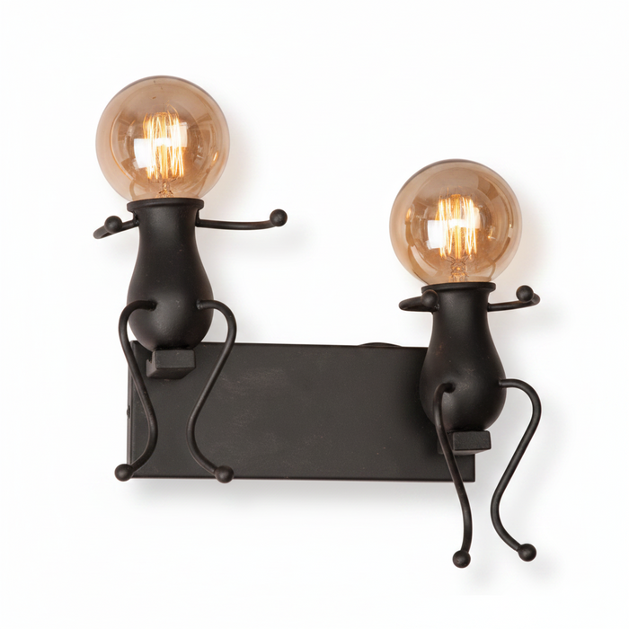 Black Double Wall Lamp DL6168/2 – Dual-Arm Matte Black Wall Light for Layered Ambient Lighting | Sophisticated 2-Arm Black Wall Lamp for Hallways, Bedrooms & Living Rooms
