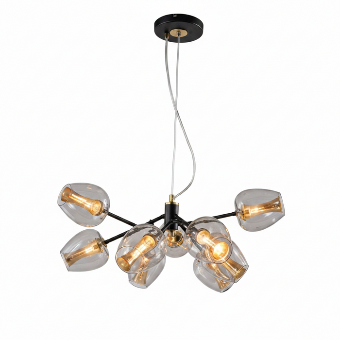 Black & Gold 9-Light Dining Chandelier MD1388-9 – Luxury Two-Tone Dining Pendant for Dining Rooms, Kitchens & Living Areas | Statement Black Gold Dining Chandelier
