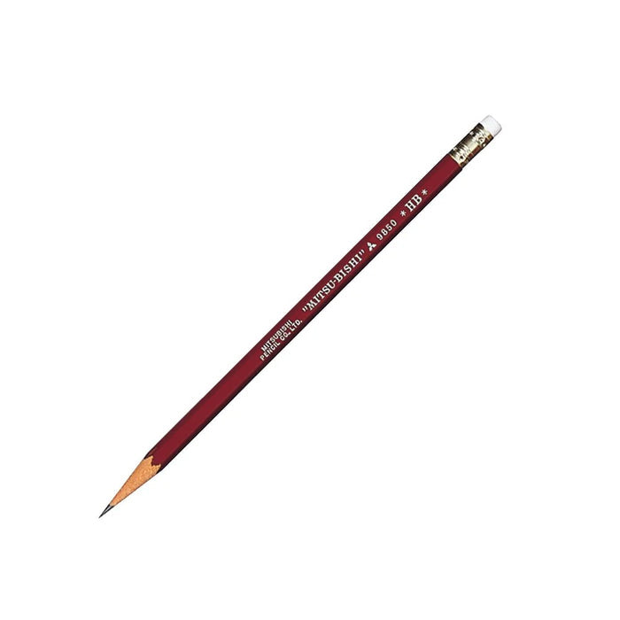 Box of 12 HB 9850 pencils with eraser — by Mitsubishi