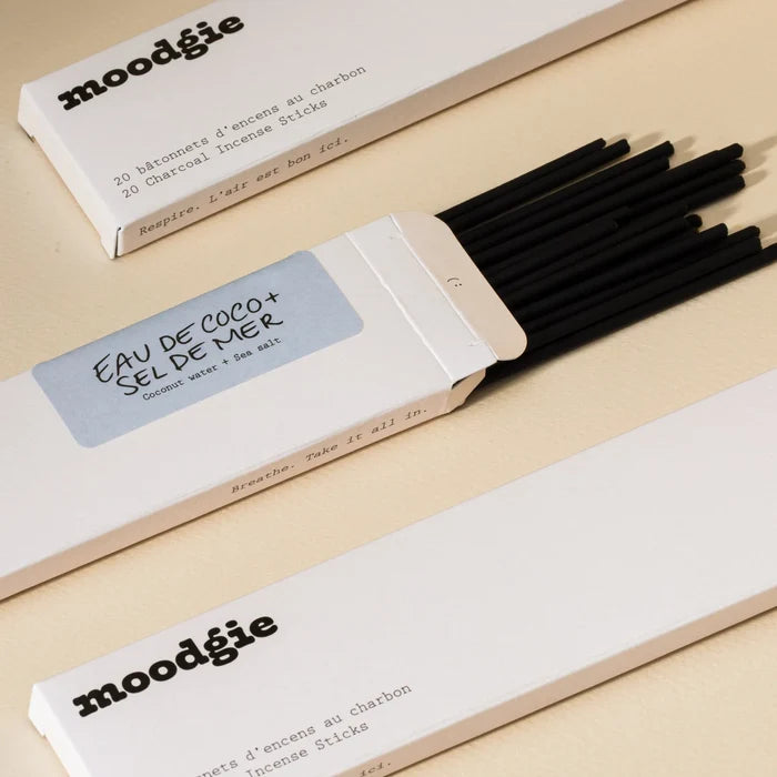 CHARCOAL INCENSE STICKS (Coconut Water + Sea Salt) — by Moodgie