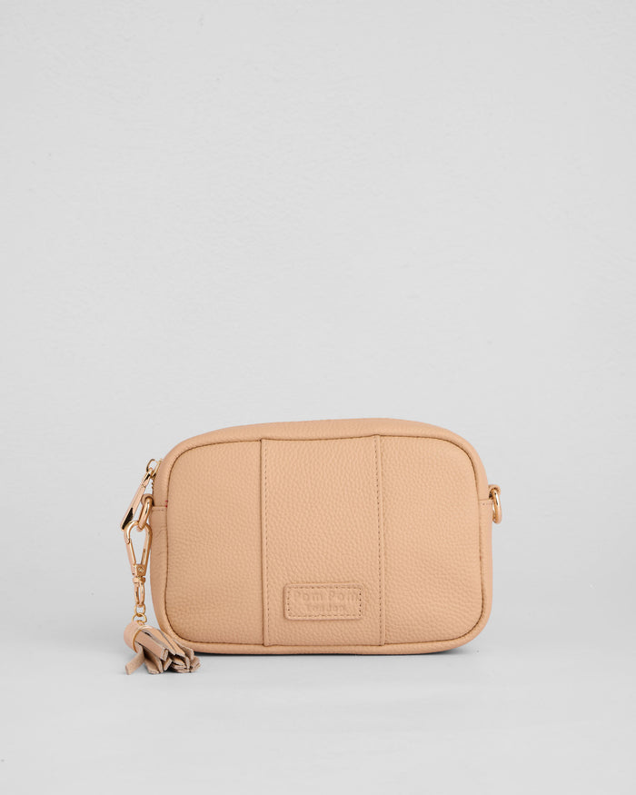 City Mini Crossbody Bag Almond Beige-Pom Pom London