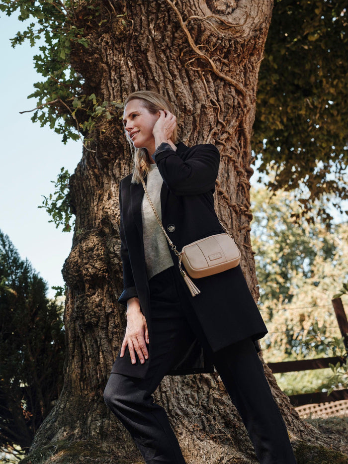 City Mini Crossbody Bag Almond Beige-Pom Pom London