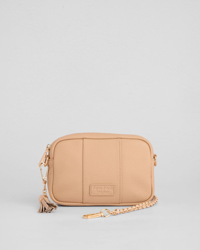 City Mini Crossbody Bag Almond Beige-Pom Pom London