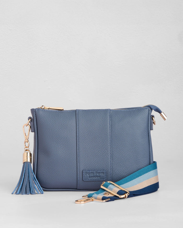 Pom Pom London City Slim Bag Slate Blue-Pom Pom London