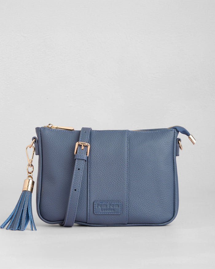 Pom Pom London City Slim Bag Slate Blue-Pom Pom London