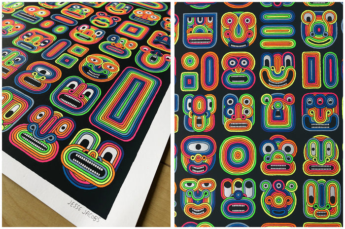 CRAWL SPACE – FACES, Silkscreen - 70x50 cm — by Jesse Jacobs