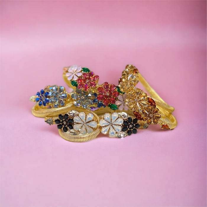 Daisy Black Crystal Flower Belt